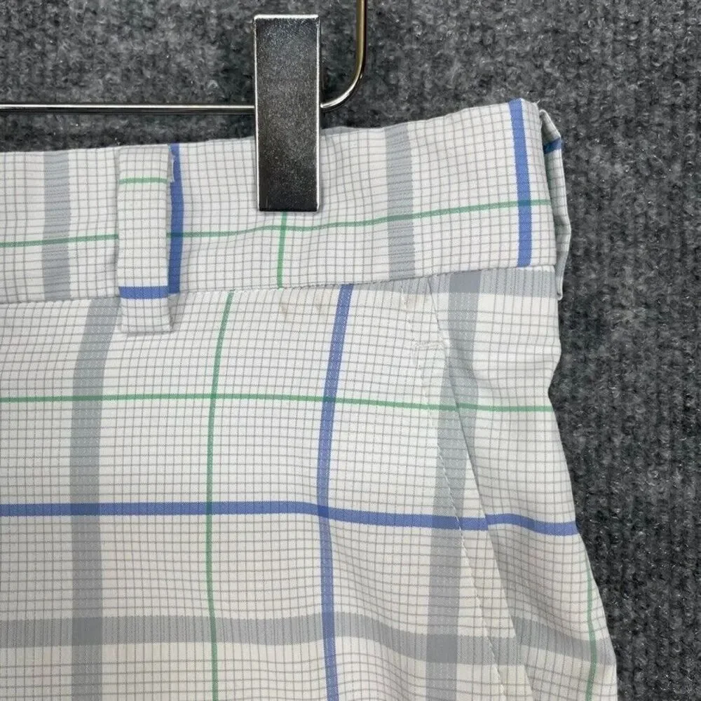 Nike Golf Shorts Mens‎ 32 Blue Green Grey Plaid Tech Performance Dri Fit Stretch
